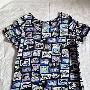 Reyn Spooner - size M - maxi dress 100% cotton -  sea/fish/shells print